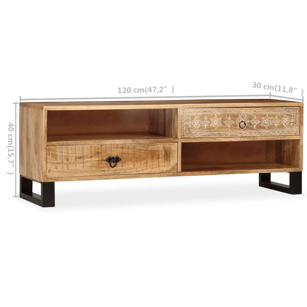 vidaXL Meuble TV Bois de manguier massif 120x30x40 cm