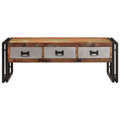 vidaXL Table basse avec 3 tiroirs en bois de récupération massif 100x50x35 cm