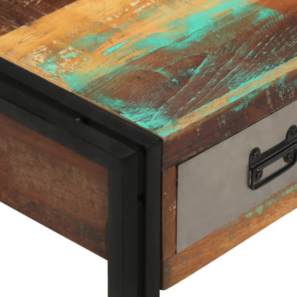 vidaXL Table basse avec 3 tiroirs en bois de récupération massif 100x50x35 cm