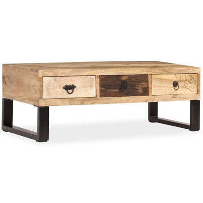 vidaXL Table basse avec 3 tiroirs Bois de manguier massif 90x50x35 cm