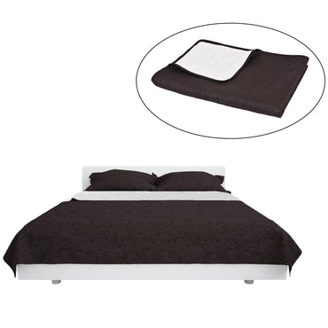 vidaXL Couvre-lit réversible matelassé 170 x 210 cm Crème et marron
