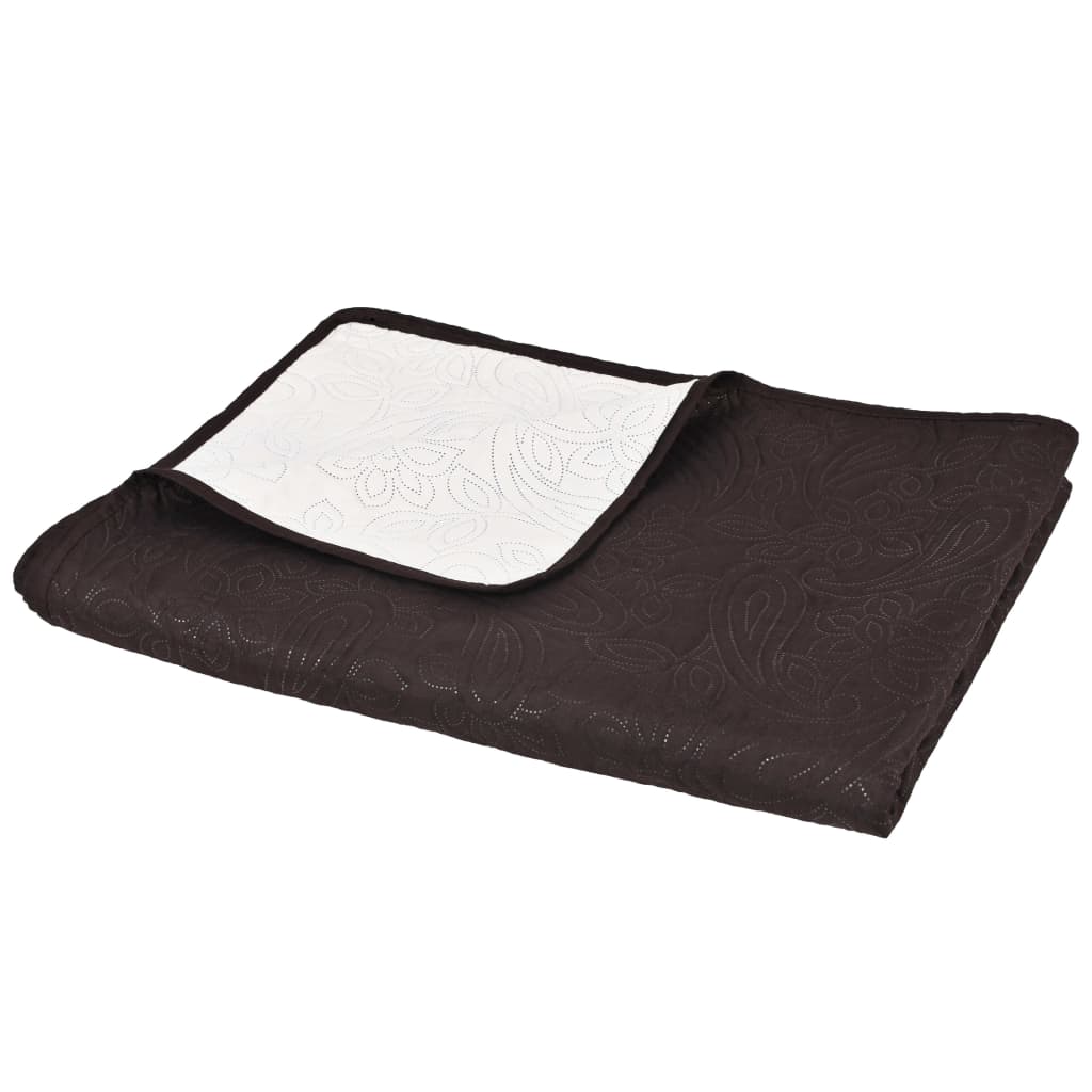 vidaXL Couvre-lit réversible matelassé 170 x 210 cm Crème et marron