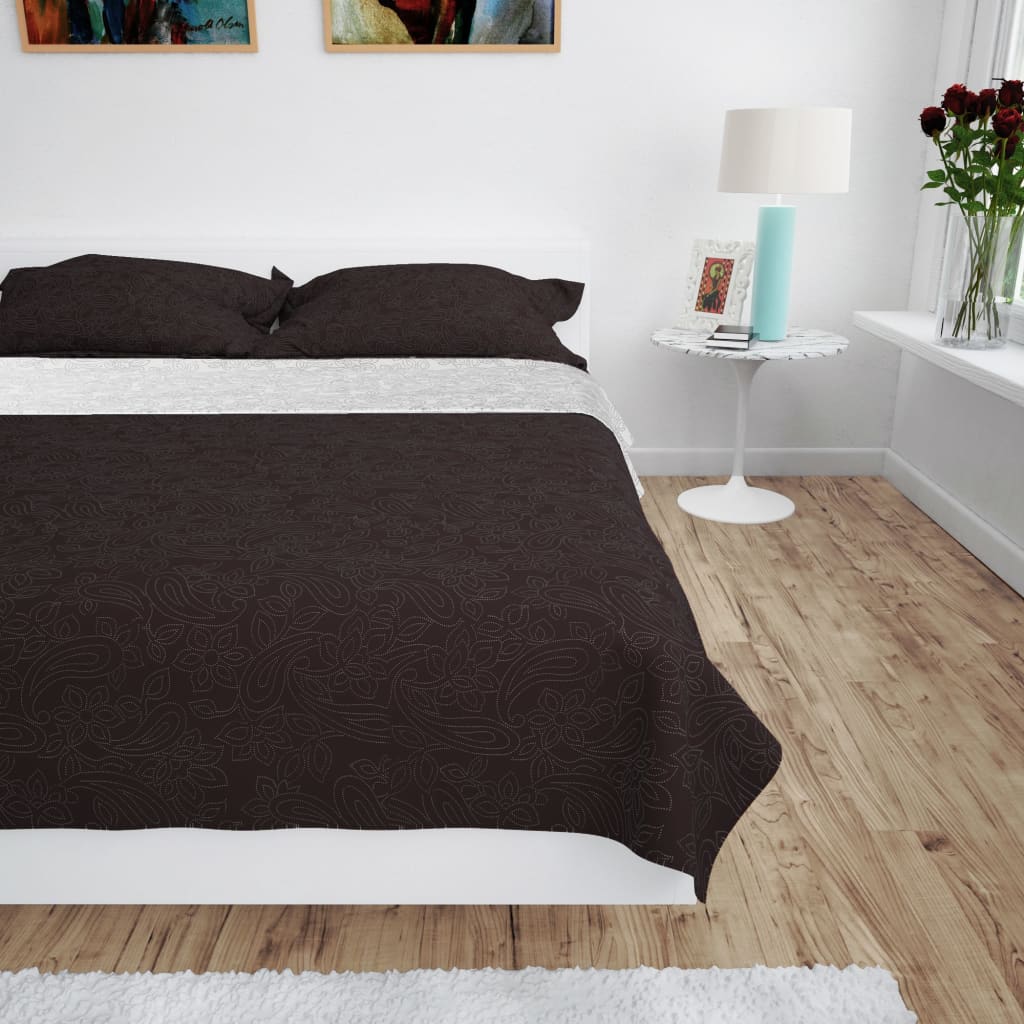 vidaXL Couvre-lit réversible matelassé 170 x 210 cm Crème et marron