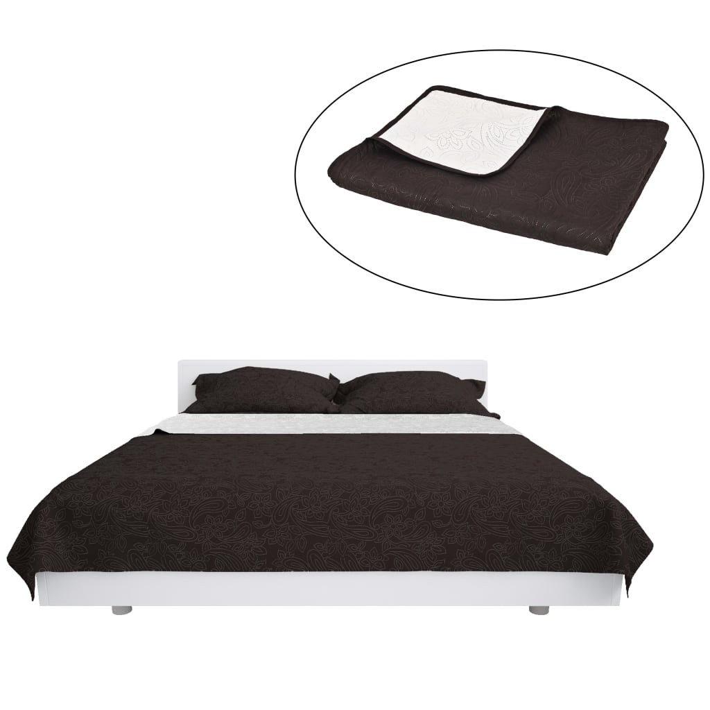 vidaXL Couvre-lit réversible matelassé 220 x 240 cm Crème et marron