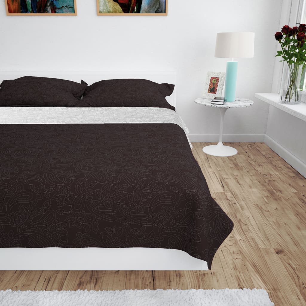 vidaXL Couvre-lit réversible matelassé 230 x 260 cm crème et marron