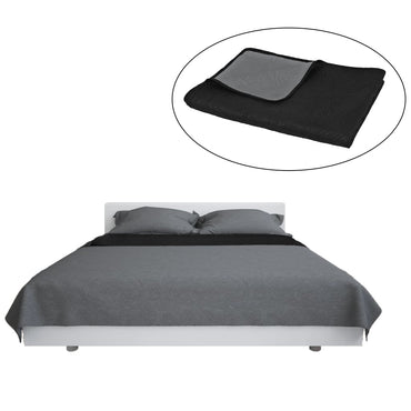 vidaXL Couvre-lit réversible matelassé 230 x 260 cm Gris et noir
