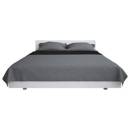 vidaXL Zweiseitige Tagesdecke Gesteppt 230 x 260 cm Grau und Schwarz