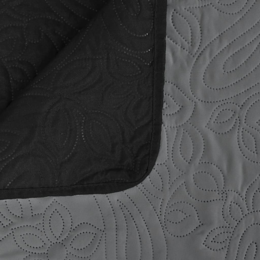 vidaXL Zweiseitige Tagesdecke Gesteppt 230 x 260 cm Grau und Schwarz