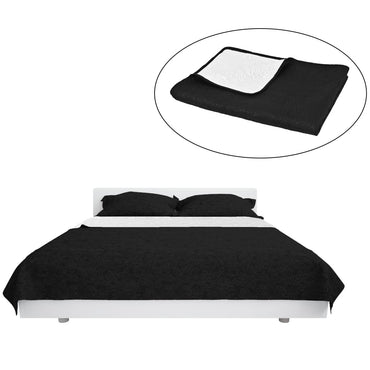 vidaXL Couvre-lit double face matelassé 170 x 210 cm Noir et blanc
