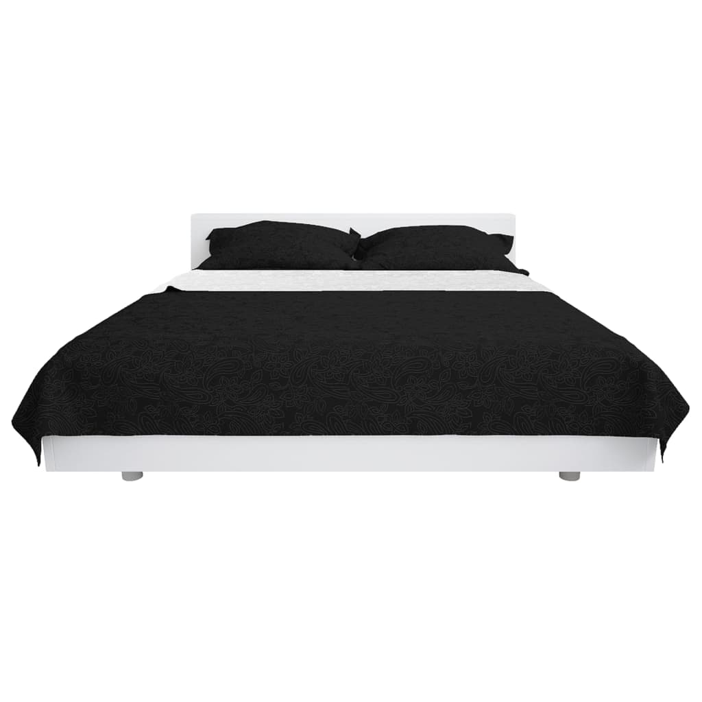 vidaXL Couvre-lit double face matelassé 170 x 210 cm Noir et blanc