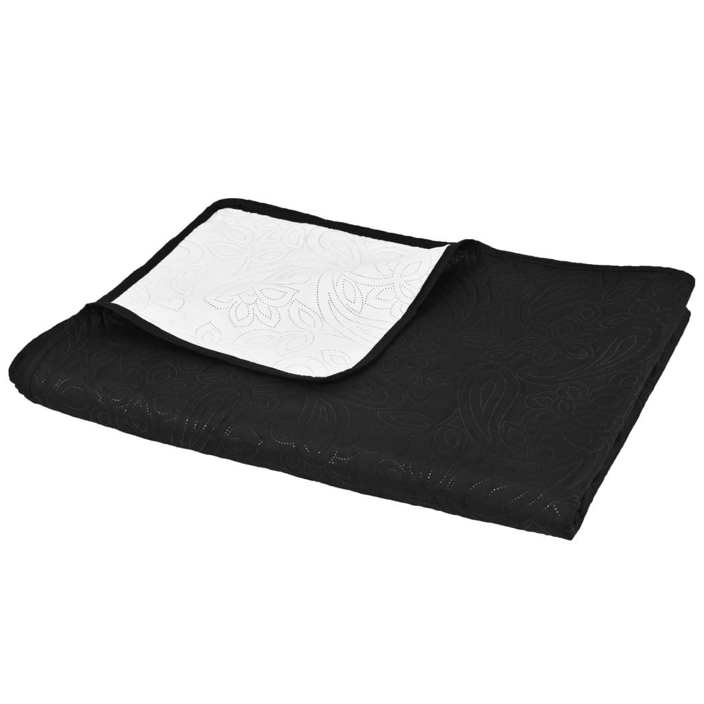 vidaXL Couvre-lit double face matelassé 170 x 210 cm Noir et blanc