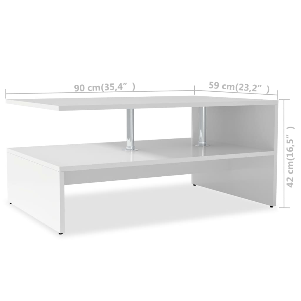 vidaXL Table basse en bois d'ingénierie 90x59x42 cm Blanc
