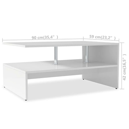 vidaXL Table basse en bois d'ingénierie 90x59x42 cm Blanc