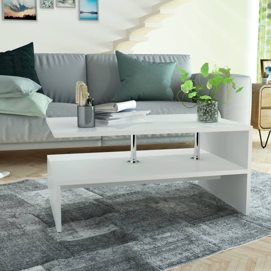 vidaXL Table basse en bois d'ingénierie 90x59x42 cm Blanc