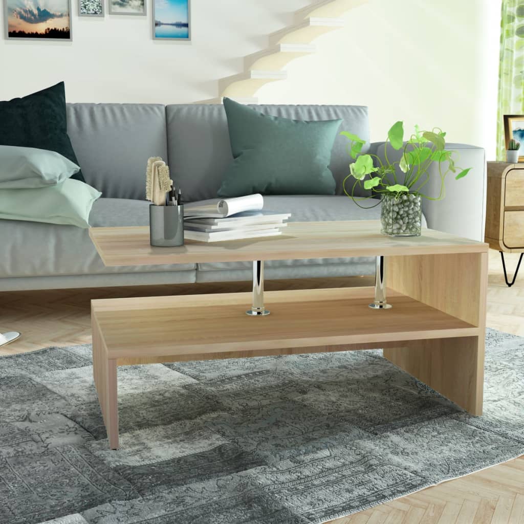 vidaXL Table basse Aggloméré 90x59x42 cm Chêne