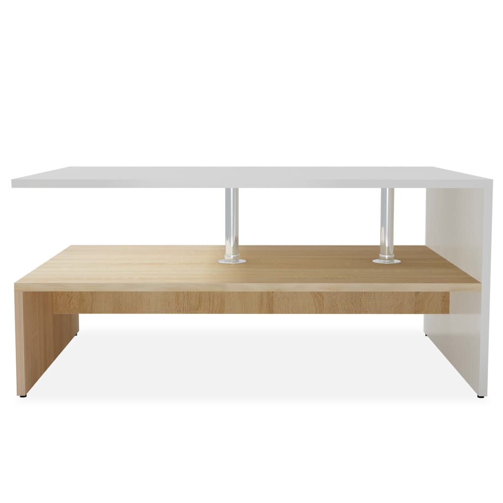 vidaXL Table basse Bois d'ingénierie 90x59x42 cm Chêne et Blanc