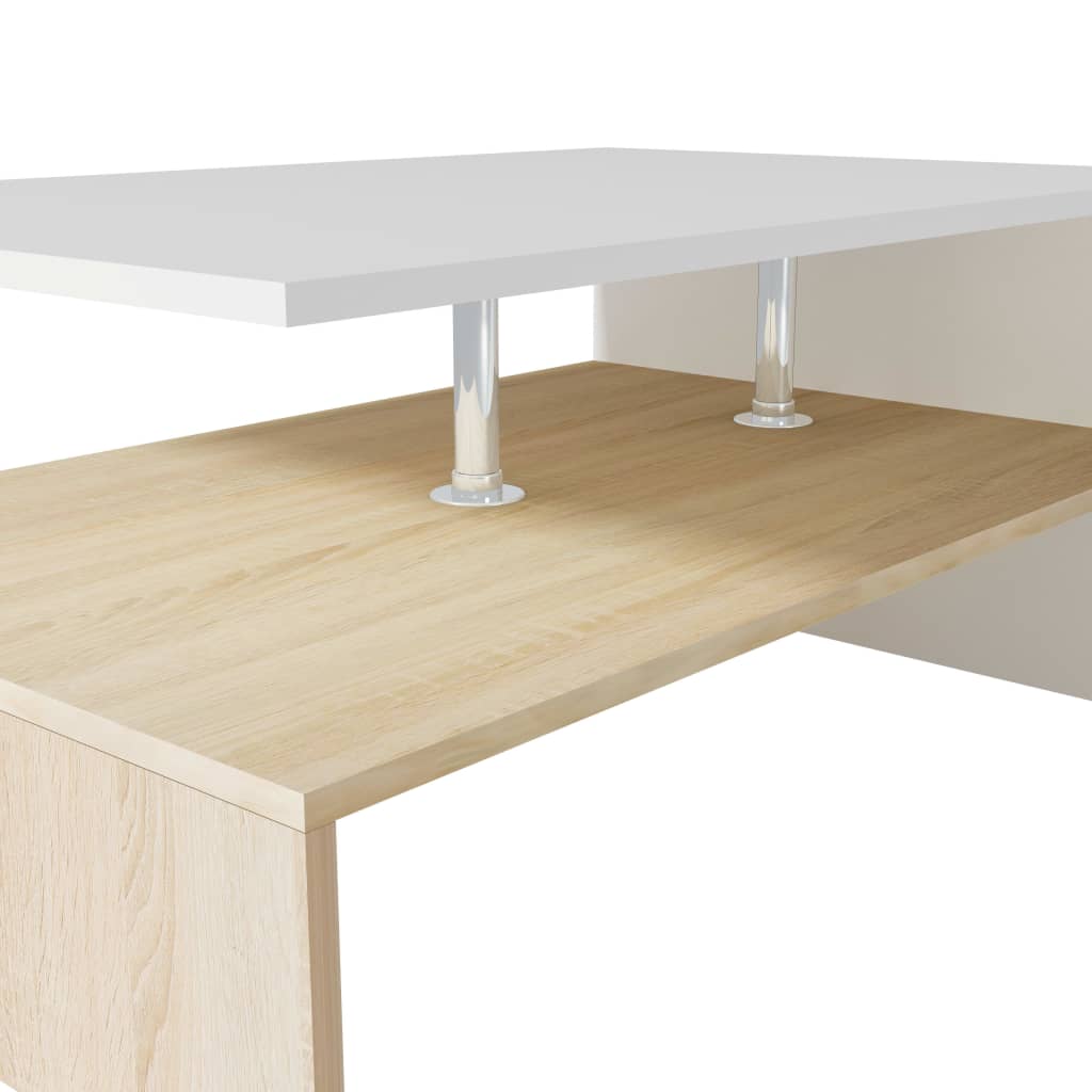 vidaXL Table basse Bois d'ingénierie 90x59x42 cm Chêne et Blanc