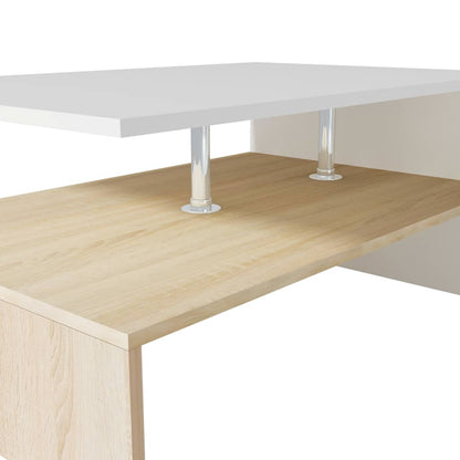 vidaXL Table basse Bois d'ingénierie 90x59x42 cm Chêne et Blanc