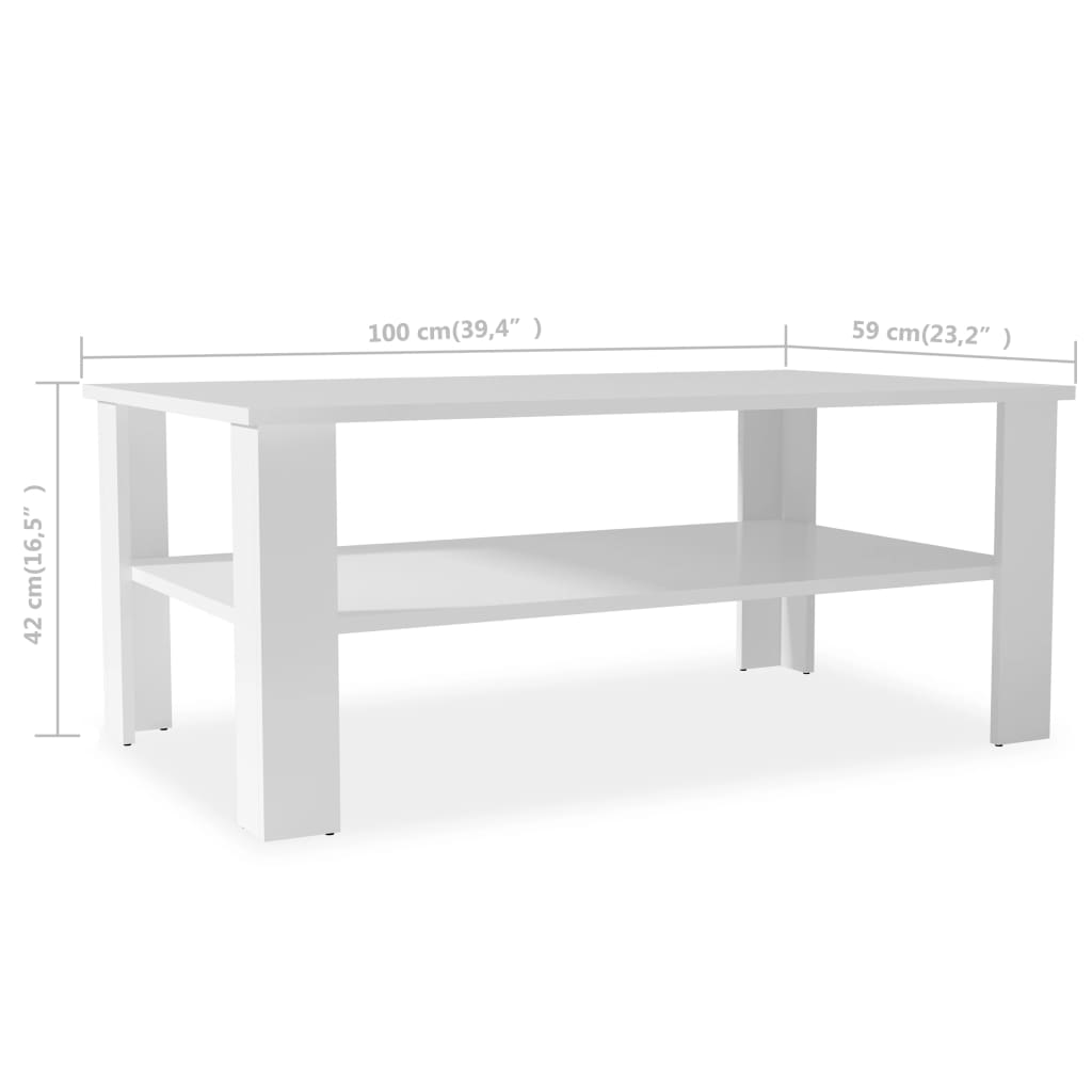 vidaXL Table basse Bois d'ingénierie 100x59x42 cm Blanc