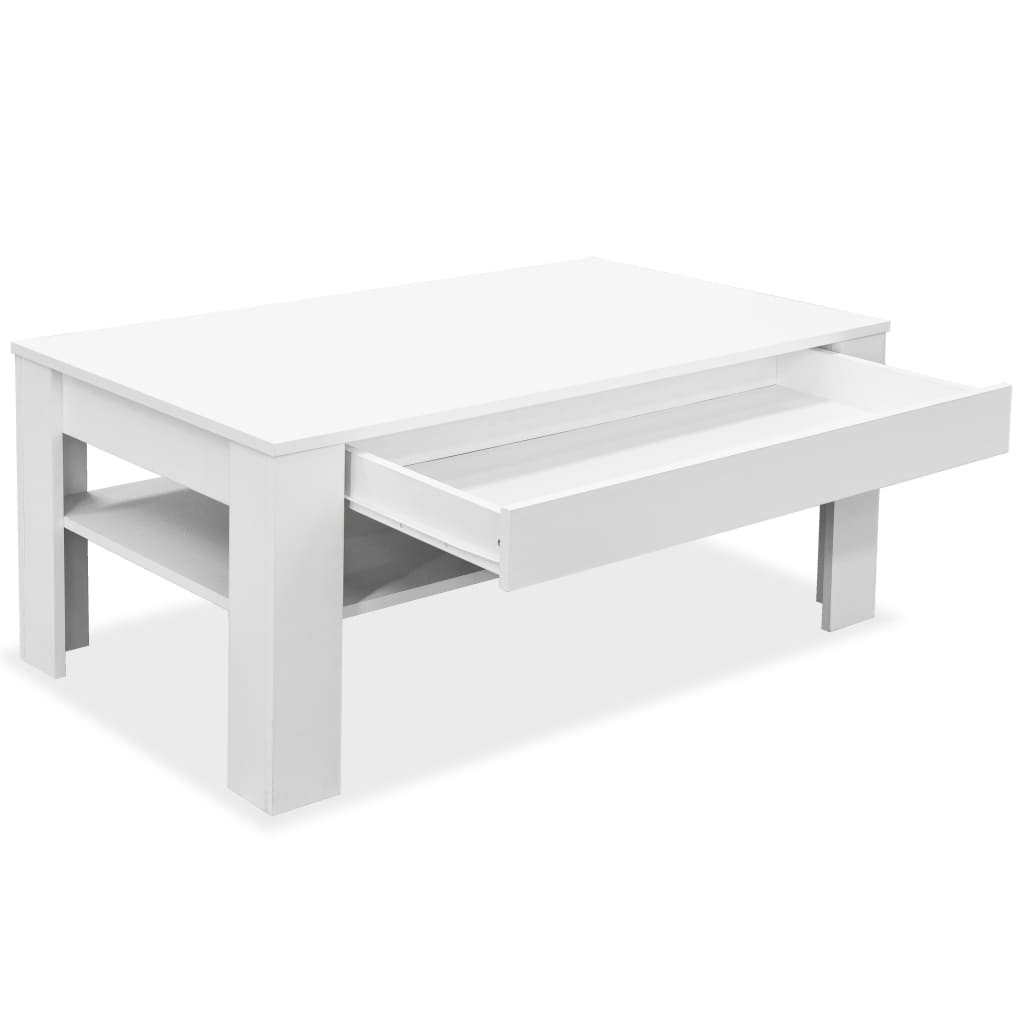 vidaXL Table basse en bois d'ingénierie 110x65x48 cm Blanc