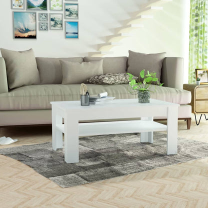 vidaXL Table basse en bois d'ingénierie 110x65x48 cm Blanc