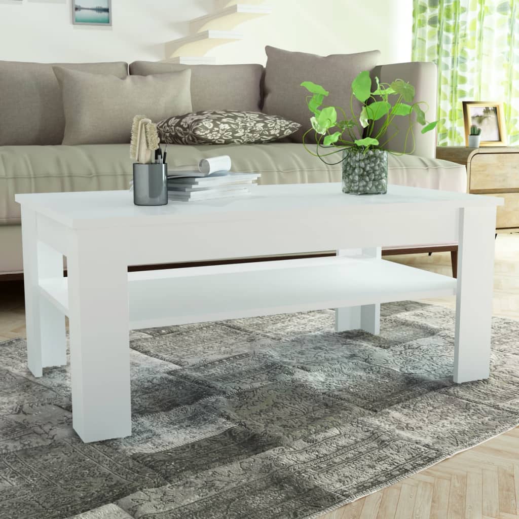 vidaXL Table basse en bois d'ingénierie 110x65x48 cm Blanc