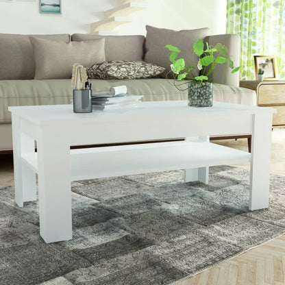 vidaXL Table basse en bois d'ingénierie 110x65x48 cm Blanc