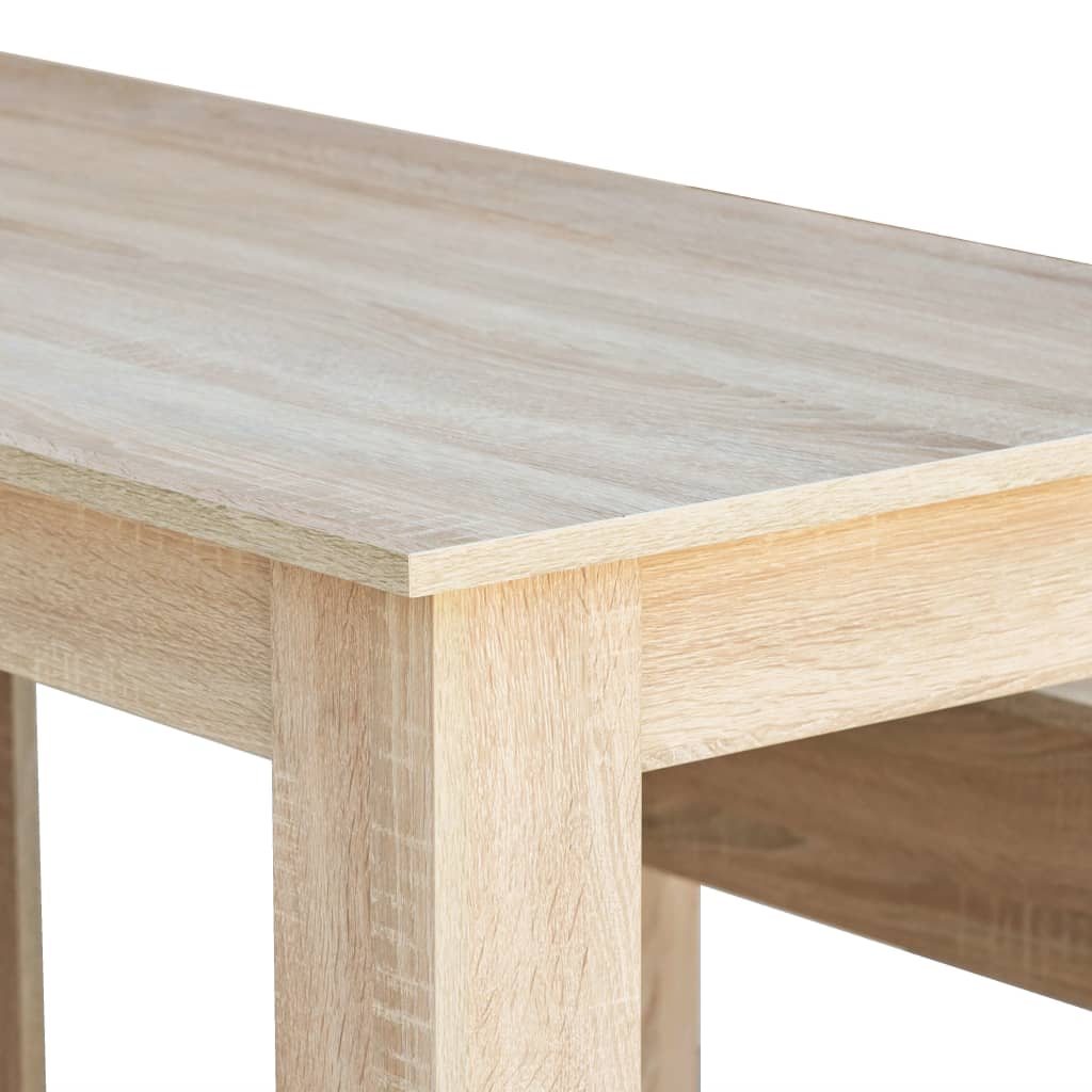 vidaXL Ensemble de salle à manger 3 pièces Table et bancs en bois d'ingénierie Chêne