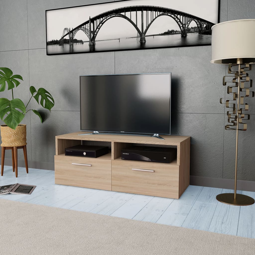 vidaXL Meuble TV bois d'ingénierie 95x35x36 cm Chêne
