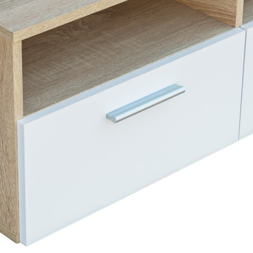 Meuble TV vidaXL bois d'ingénierie 95x35x36 cm chêne et blanc