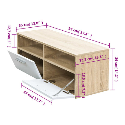 Meuble TV vidaXL bois d'ingénierie 95x35x36 cm chêne et blanc