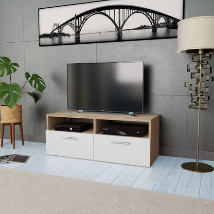 Meuble TV vidaXL bois d'ingénierie 95x35x36 cm chêne et blanc