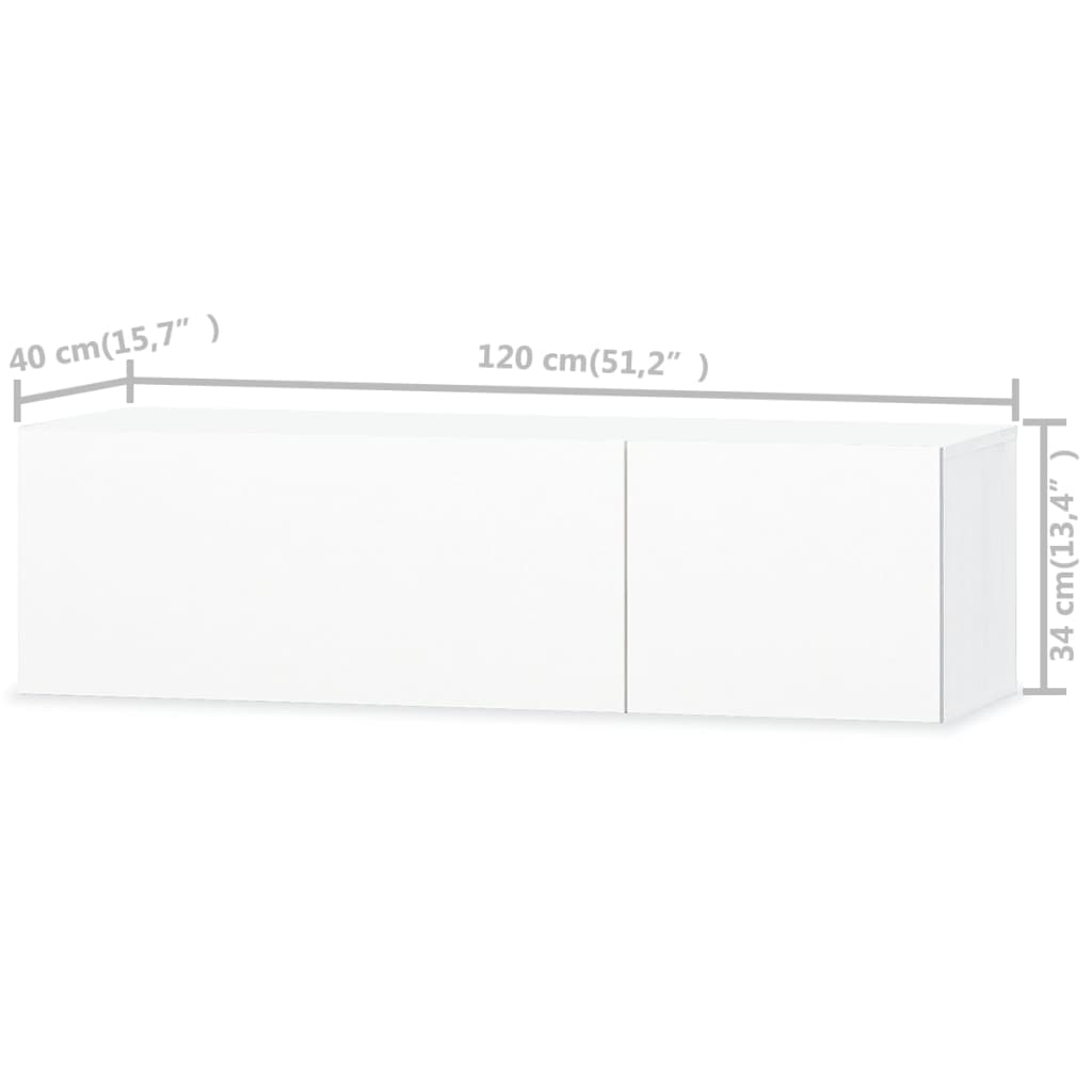 vidaXL Meuble TV en bois d'ingénierie 120x40x34 cm Blanc brillant
