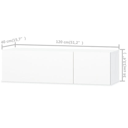 vidaXL Meuble TV en bois d'ingénierie 120x40x34 cm Blanc brillant