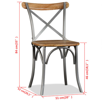 vidaXL Chaises de salle à manger 4 pcs Bois de manguier massif et dossier croisé en acier