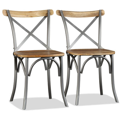 vidaXL Chaises de salle à manger 4 pcs Bois de manguier massif et dossier croisé en acier