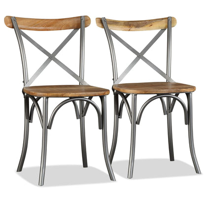 vidaXL Chaises de salle à manger 4 pcs Bois de manguier massif et dossier croisé en acier