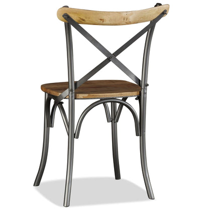 vidaXL Chaises de salle à manger 4 pcs Bois de manguier massif et dossier croisé en acier