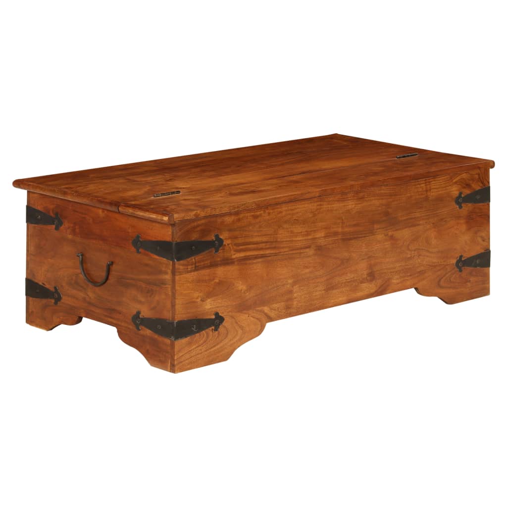 vidaXL Table basse en bois massif avec finition couleur miel 110x55x35 cm