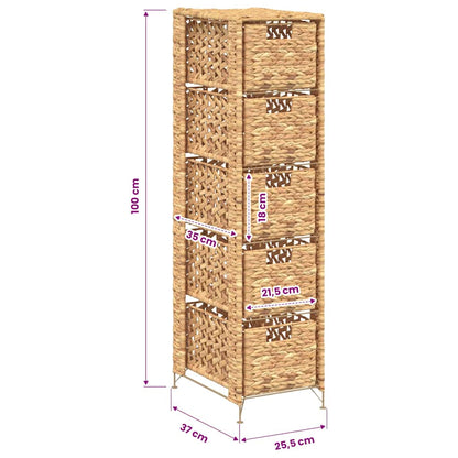 vidaXL Standregal mit 5 Körben 25,5x37x100 cm Wasserhyazinthe