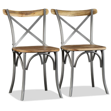 vidaXL Chaises de salle à manger 6 pcs Bois de manguier massif et dossier croisé en acier