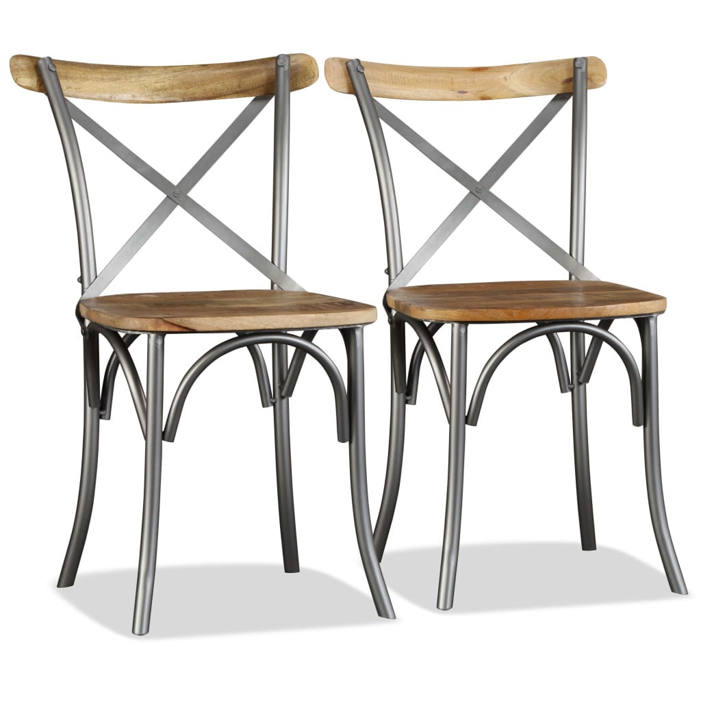 vidaXL Chaises de salle à manger 6 pcs Bois de manguier massif et dossier croisé en acier