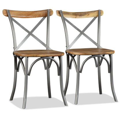 vidaXL Chaises de salle à manger 6 pcs Bois de manguier massif et dossier croisé en acier