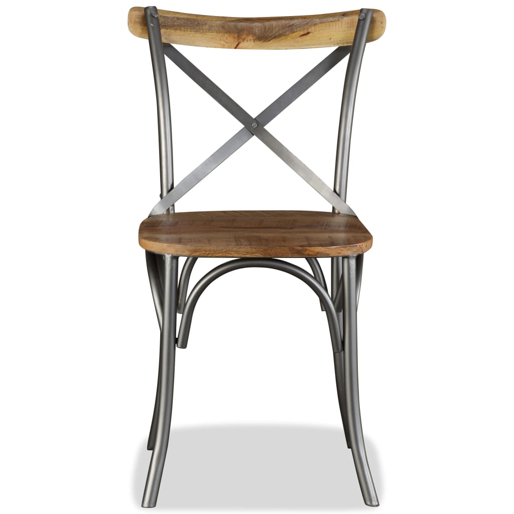 vidaXL Chaises de salle à manger 6 pcs Bois de manguier massif et dossier croisé en acier