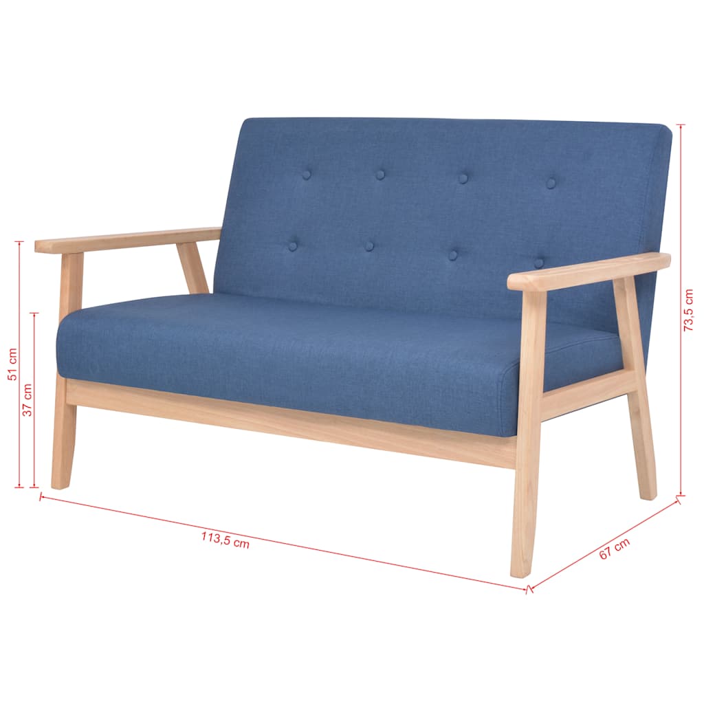 vidaXL Sofagarnitur 2-tlg. Stoff Blau