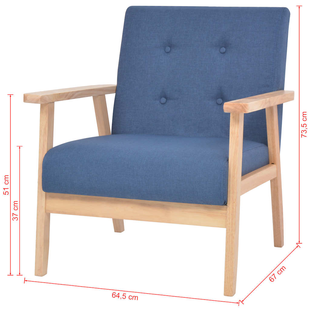 vidaXL Sofagarnitur 2-tlg. Stoff Blau