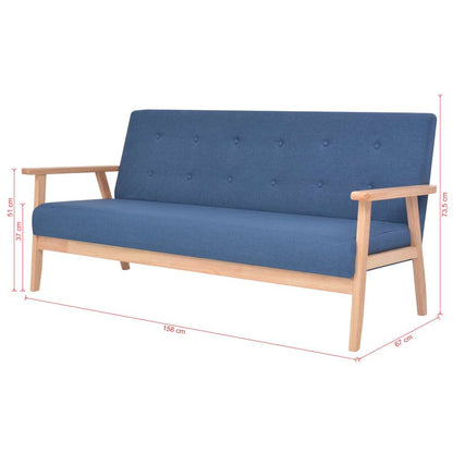 vidaXL Sofagarnitur 2-tlg. Stoff Blau