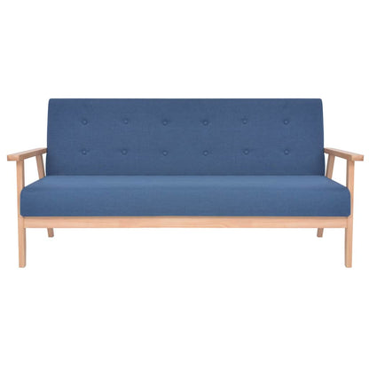 vidaXL Sofagarnitur 3-tlg. Stoff Blau