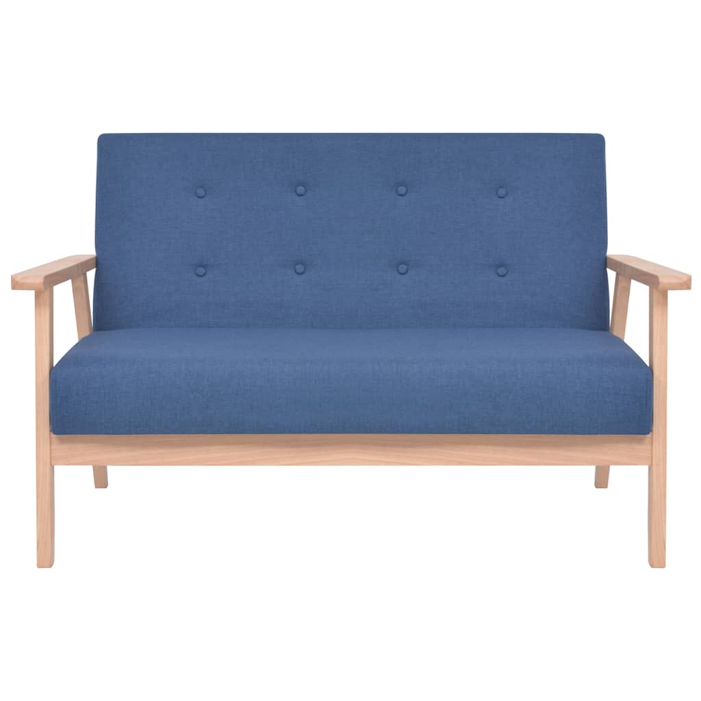 vidaXL Sofagarnitur 3-tlg. Stoff Blau