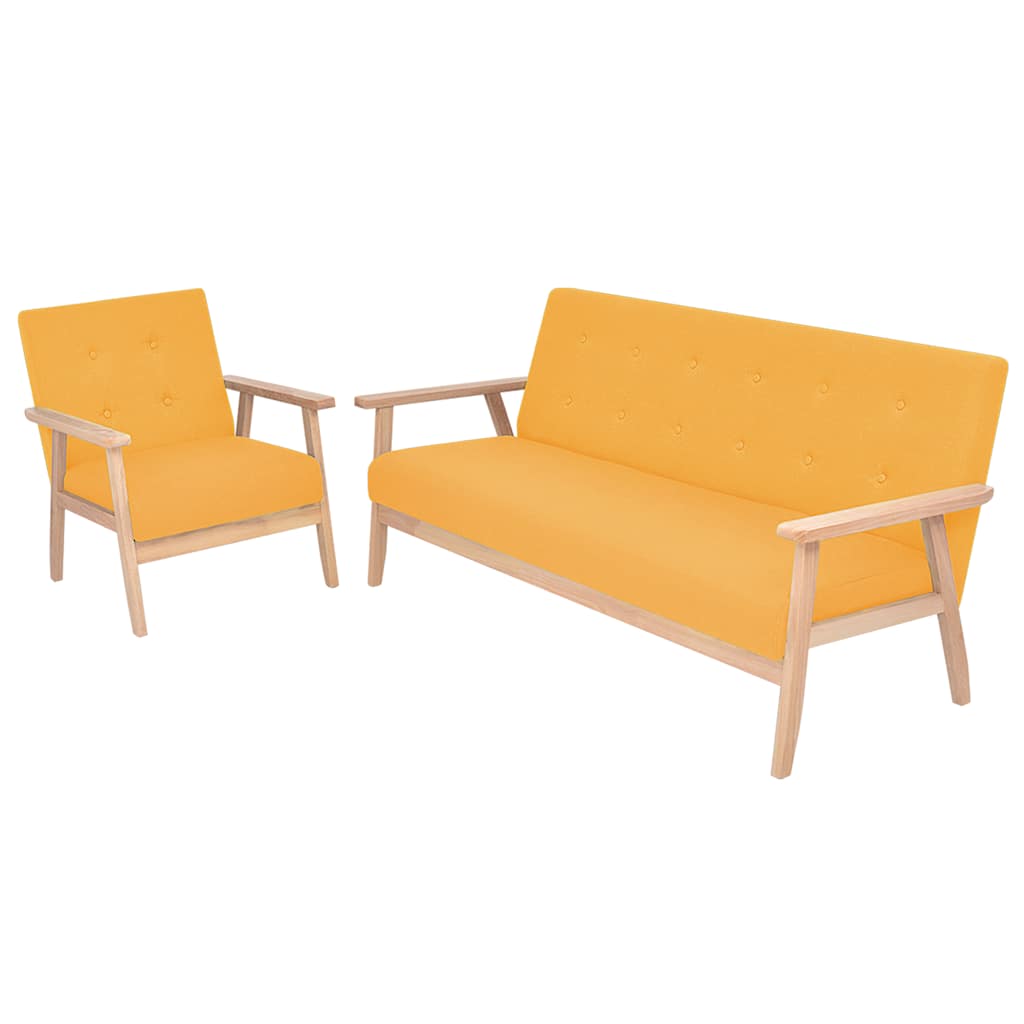 vidaXL Sofagarnitur 2-tlg. Stoff Gelb
